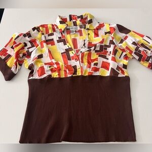 Caren Sport Funky abstract color block top‎ size 2X